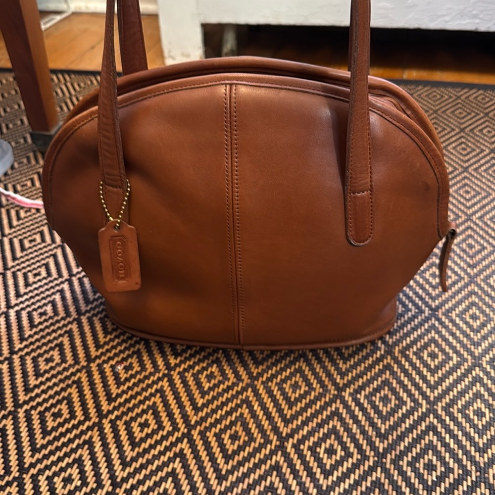 Vintage Coach Asheville zip 9089 British tan dome bowler - Picture 2 of 16